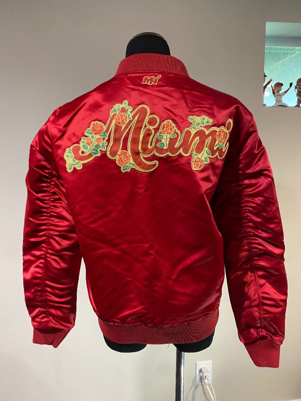 NWT Miami HEAT Red Satin Womens Jacket size